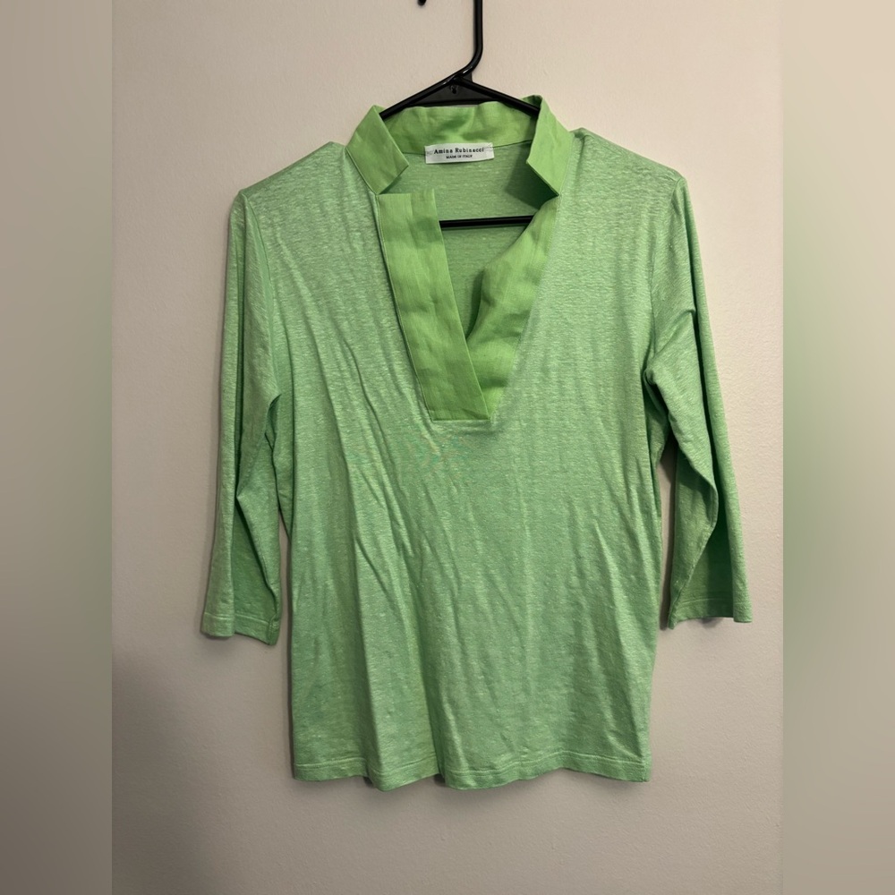 Amina Rubinacci  Light Green V-Neck Tunic